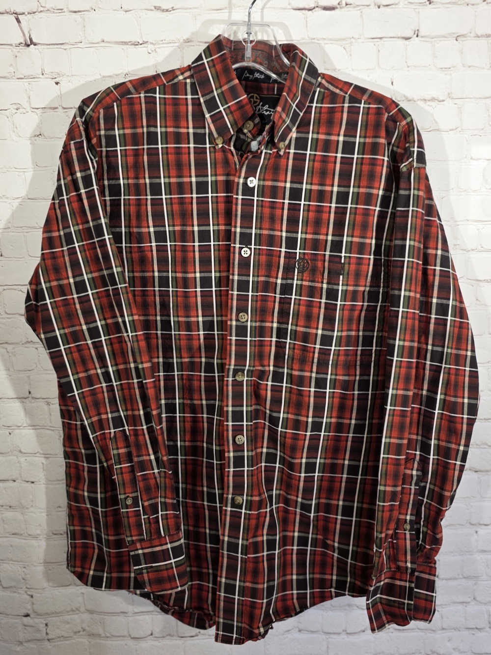 George Strait by Wrangler Plaid Button Down Shirt Cowboy Cut S